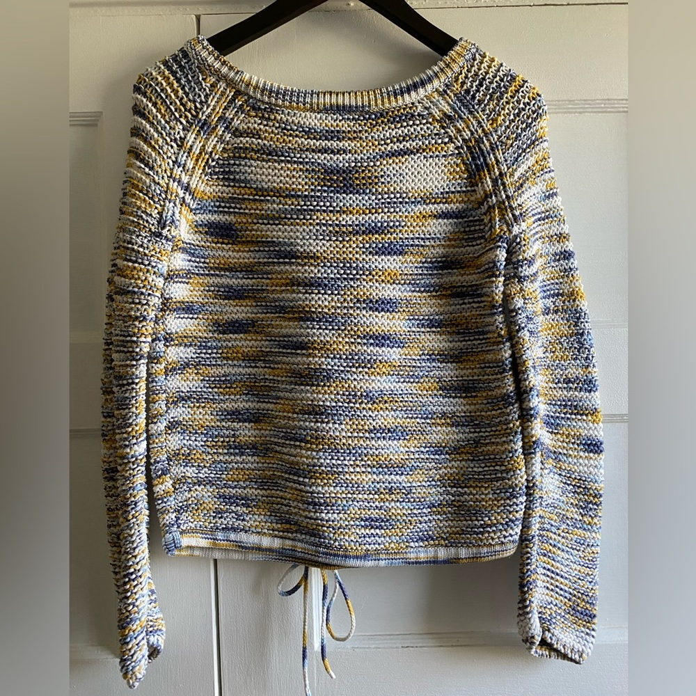 Theory Cotton Sweater with Hem Tie Detail